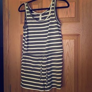 Gray and white striped romper